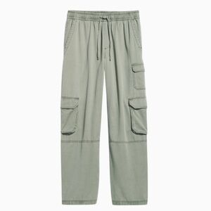 Old Navy Women’s SMALL Mid Rise Wide Leg Green Drapey Cargo Pants Comfort Waist